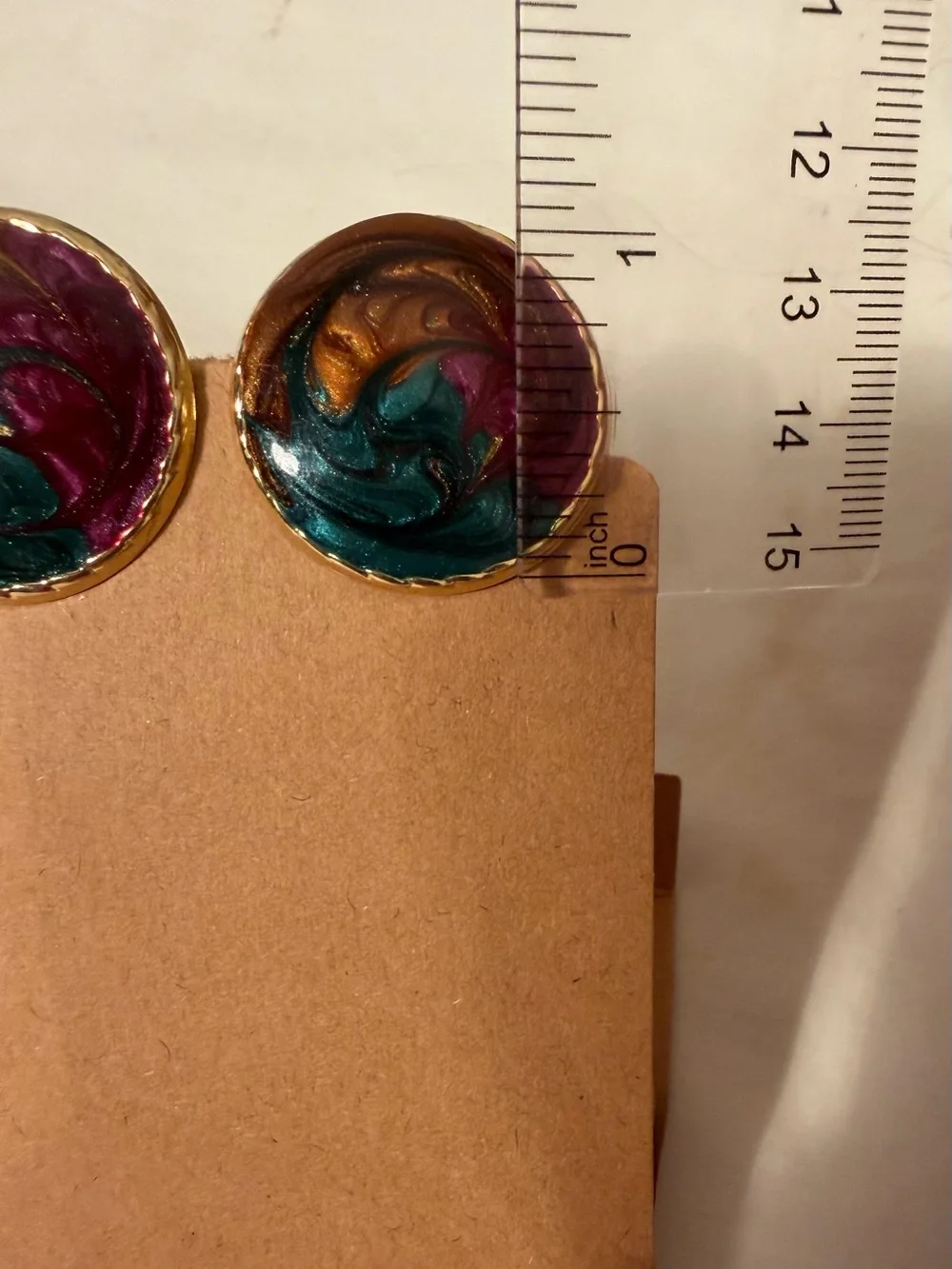 Multicolor Swirl Round Stud Earrings with Gold Trim